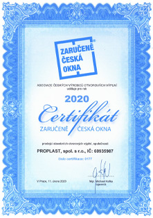 Certifikát Zaručeně Česká okna
