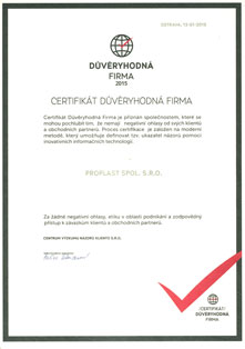Certifikát Důveryhodná firma